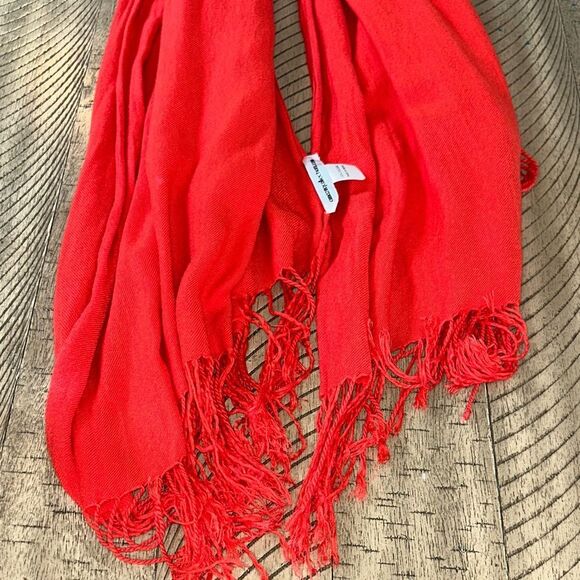 Red Orange Fringe Viscose Wrap Scarf 🧣 Made in India o - Picture 16 of 17